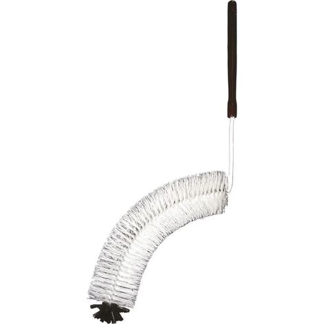 Brosse courbée pour ballon verre 15-34L, nylon tête ronde 35 cm, manche bois ergonomique