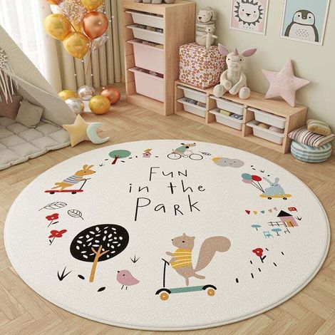 Dekorative Teppiche, waschbar, rund, flauschig, groß, Schutzpolster, Kinderteppiche für Wohnzimmer, Schlafzimmer, Kinderspielmatte, Baby-Kinderzimmer-Teppich, 60 cm (1/4)