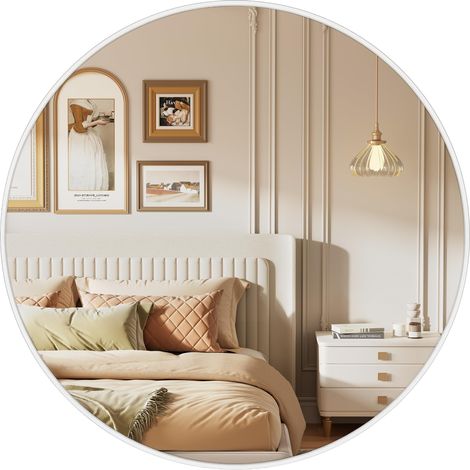 Miroir Mural Rond, Cadre en Alliage d'aluminium, 61 x 61 x 1,8 cm (1/5)
