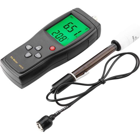 AS218 Digitales PH-Messgerät, Wasserqualität 0,00–14,00 pH, Wasserqualitätstester, elektronischer Schwimmbad-PH-Tester, Feuchtigkeitsmesser mit Aufbewahrungsbox und Sonde für Schwimmbad