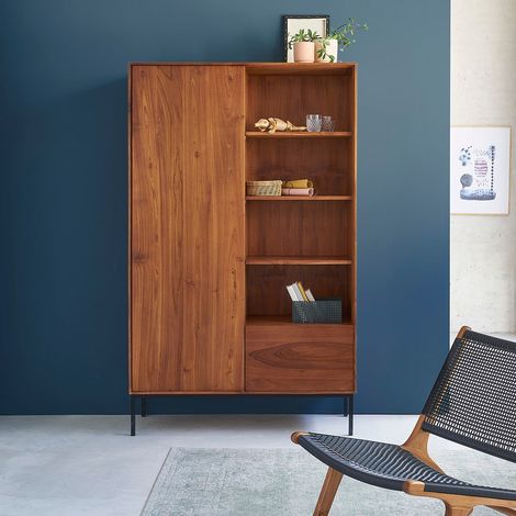 Armoire en teck massif et métal 110 cm (1/4)