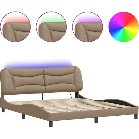 Lit double - lit simple - Cadre de lit avec LED Hvar cappuccino 180x200 cm fr5197 - Maison La Vie (1/5)