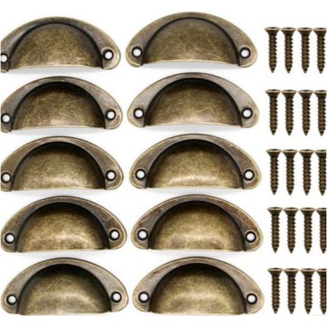 Sollbry 10 Muschelgriffe, Vintage-Schubladengriffe, Retro-Halbkreisgriffe und -Knöpfe für Küchenschranktüren, Möbel- und Kommodentürgriffe (1/5)