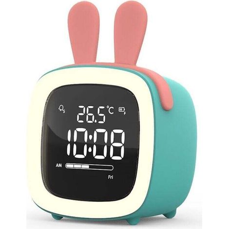 Réveil Numérique LED, Réveil Intelligent pour Enfants, Horloge Électronique LED avec Veilleuse Et Jolies Oreilles, Affichage 12/24 Heures, Température, Mode Nuit, pour Garçons Et Filles (1/4)