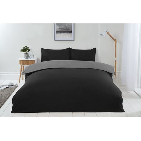 Emma Barclay Lyla - Set copripiumino reversibile, per letto matrimoniale, colore: nero/grigio