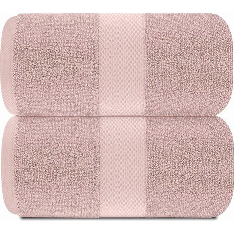 Serviette de bain extra large rose 650 g/m² (35 x 70 pouces), 100 % coton, ultra douce, très absorbante, séchage rapide, lot de 2 (1/4)