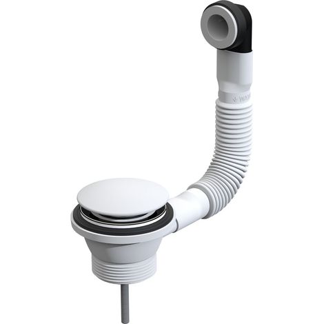 Tapón de desagüe blanco mate con rebosadero click-clack y conexión universal L.B. Plast SLI232-B  Blanco mate