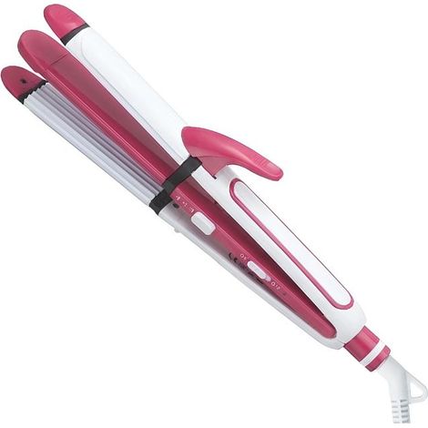 Fer à lisser - AVIZAR - 3-en-1 - Blanc/Rose - Chauffage rapide 50s - 200°C