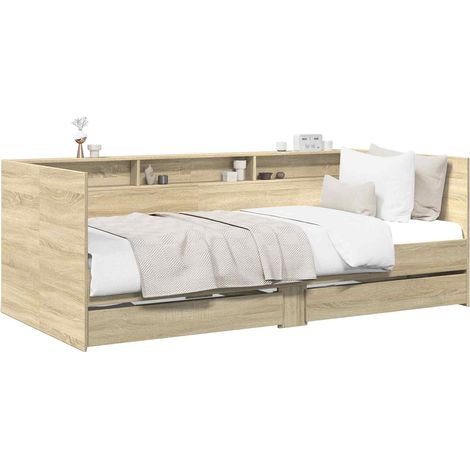 Bed Frame with Storage Sonoma Oak 80 x 200 cm Engineered Wood vidaXL (1/5)
