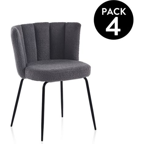 Pack 4 sillas de comedor Bodhi Crochet Gris 57cm (ancho) x 79cm (alto) (1/5)