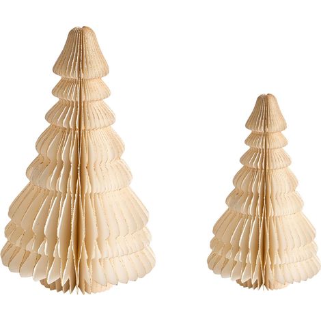 Dekofiguren 2er Set SKJOMA Weihnachtsbaum 15/20 cm Beige (1/5)