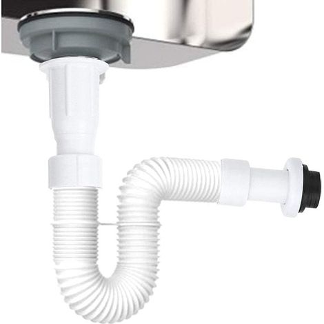 Tuyau d'évacuation flexible anti-odeurs en S pour écoulement descendant de l'eau Tuyau d'évacuation simple universel pour lavabo de salle de bain Siphon de plomberie (1/5)