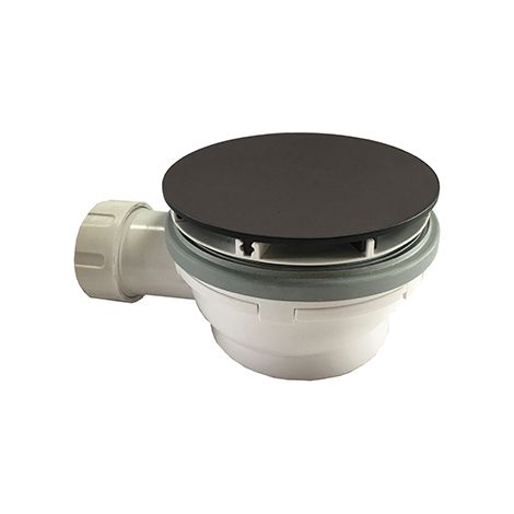 Bonde de douche avec capot extra plat - Hauteur 64 mm - Chromé noir brossé - Cristina Ondyna (1/2)
