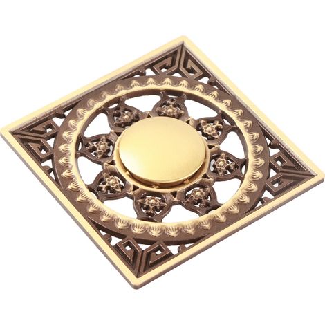Grille de sol antique anti-insectes et anti-odeurs en cuivre massif 10x10cm pour toilettes d'hôtel. (1/5)
