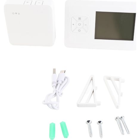 Thermostat intelligent WiFi, thermostat programmable sans fil avec récepteur RF, format table ou mural, contrôle par application et commande vocale, régulateur de température pour chaudière à gaz (1/5)