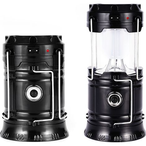 Lanterne de camping LED pliable et portable, légère, étanche, rechargeable à l'énergie solaire (DC), kit de survie pour la maison, les pannes de courant, la randonnée et les ouragans (lot de 2).