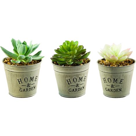 Plante Artificielle Eucalyptus - Pot En Métal Galvanisé - Décoration Intérieure Bureau Restaurant - Lot De 3 (1/5)