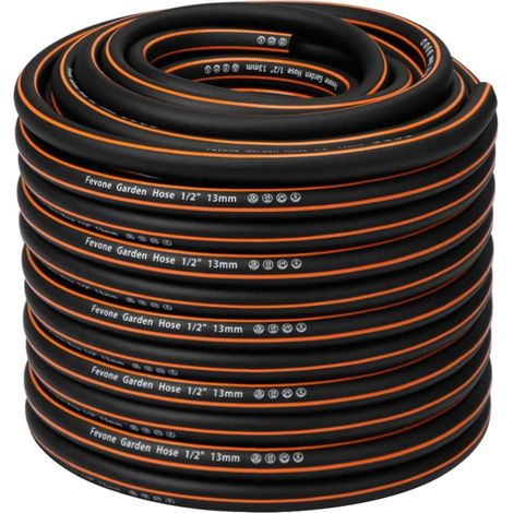 Tuyau d'arrosage 50 m 4 couches Φ13 mm (1/2") 25 bar Adaptateur de jardin Seringue Buse Distributeur Ant Kink Indéformable Robuste Noir/orange (1/5)
