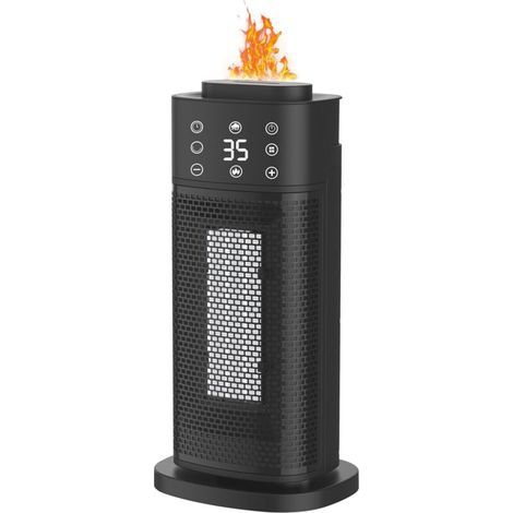 Radiateur Soufflant Électrique PTC 2000W, Oscillation à 70°, Protection Contre Surchauffe & Anti-Basculement, 2 Modes de Chauffage + fonction d'humidification(noir) (1/5)
