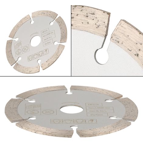Disque de coupe diamanté circulaire 85 mm x 15 mm pour outil rotatif de travail du bois (1/5)