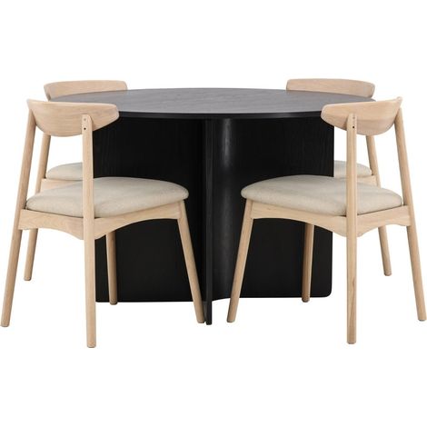 Tyresö Essgruppe Esstisch schwarz 4 Stühle Whitewash. (1/4)