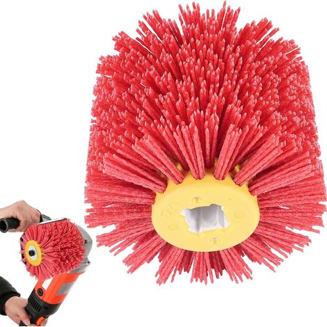 Spazzola abrasiva, grana 80, larghezza 100 mm - diametro 120 mm  Spazzola a tamburo adatta, spazzola in nylon per macchine di finitura satinata, rossa. Spazzola abrasiva, spazzola a setole, spazzola a