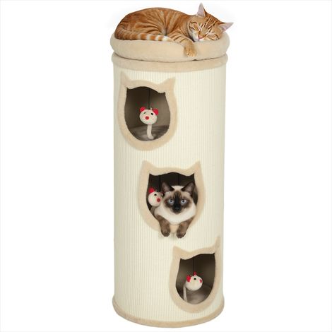 SunJet Arbre à chat, tour pour chat, cylindrique en sisal avec lit - Réf. GAK4TD9WQLXN (1/5)