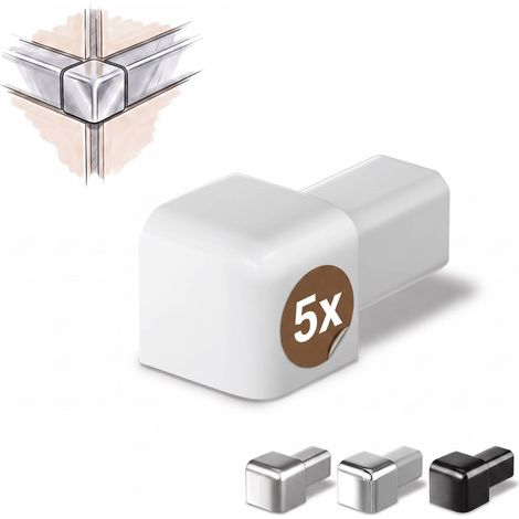 Dalsys Endstück für Fliesenschiene Quadratprofil Aluminium (eloxiert), Fliesenprofil - Weiß 10mm, 5 Stück