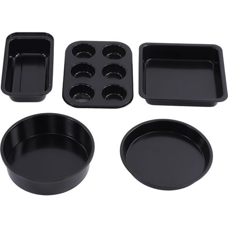 Ensemble de Moule à Pâtisserie Professionnel en Acier au Carbone - Moules à Gâteau, Plaque à Pizza pour Cuisine Domestique, Noir