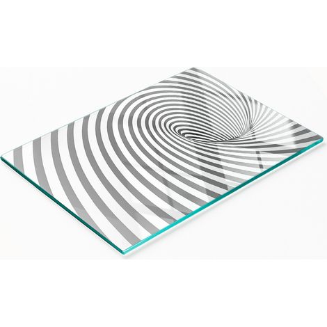 Tablero de cocina de vidrio templado con gráficos en espiral y rayas, 80x52 cm. (1/5)