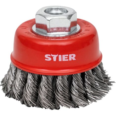 Brosse boisseau STIER Ø 65 mm, M14, 0,5 mm, torsadée, acier (1/5)