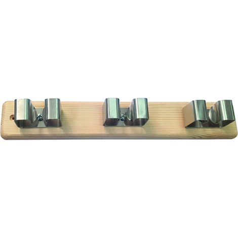 GANCIO PORTASCOPE IN ACCIAIO INOX SU BASE LEGNO 3 posti - 6 pezzi