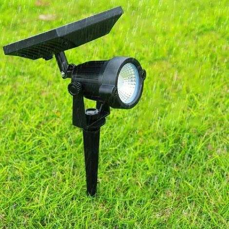 TrAdE Shop Traesio - Faro Faretto A Led Giardino Picchetto Con Pannello Solare 10w Crepuscolare - (1/5)