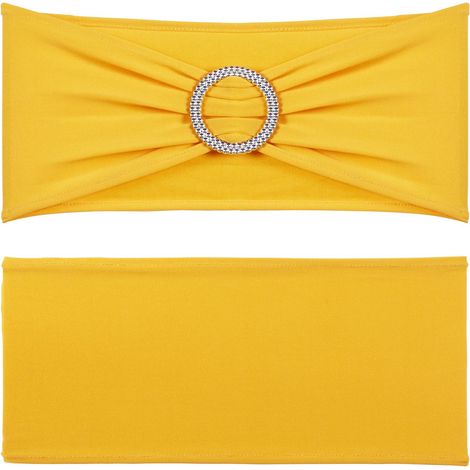 Elastische Stuhlhussen aus Spandex mit runder Schnalle, 50er-Packung, Stuhlhussen, für Hochzeiten, Partys und Bankette, goldgelb (1/5)