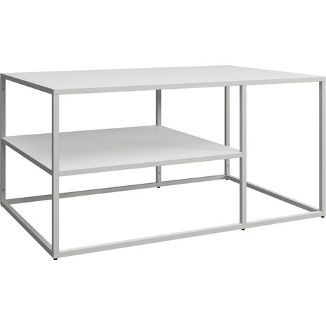 Mesa de centro Solund para salón rectangular 45 x 90 x 60 cm blanco 030008513