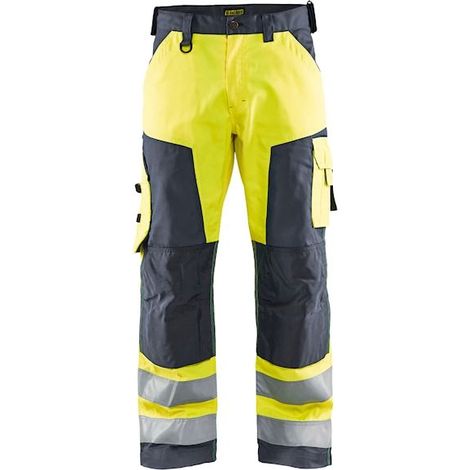 Pantalon artisan haute visibilité Jaune fluo/Gris moyen - 156618113396 - Blaklader - taille 56 (1/2)