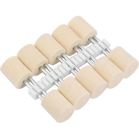 Cylindrical wool polishing head for rotary tool – 10 pieces, 3 mm shank, 14 mm diameter (1/5)