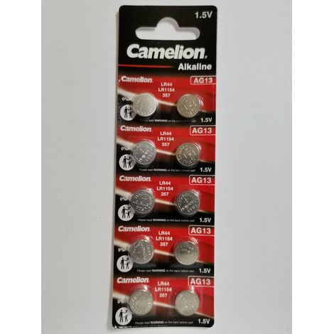 Camelion Pile Bouton alcaline AG13/LR44/LR1154/357 avec 72PX/1.5 V/138 mAh Argenté