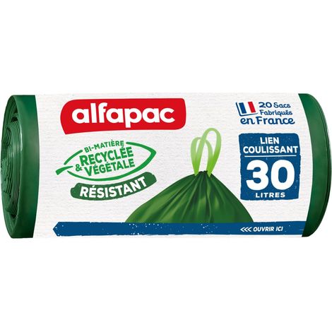 alfapac - 20 sacs-poubelle - lien coulissant - résistant - 30L (1/5)