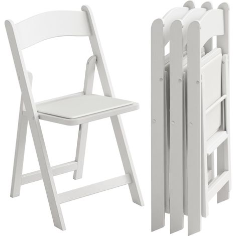 Lot de 4 chaises pliantes en résine et PU, chaises pliantes portables pour intérieur et extérieur, 45x44x78cm, blanc (1/5)