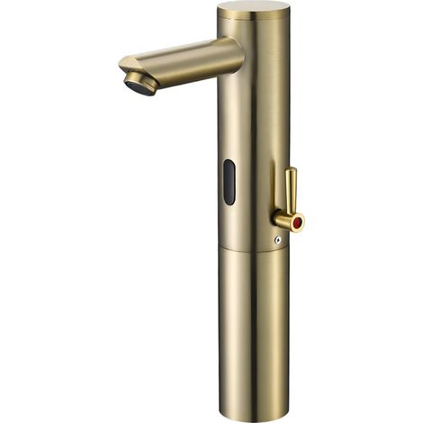 Robinet automatique sans contact pour lavabo de salle de bain – Robinet en laiton sans contact avec capteur de mouvement avec poignée de contrôle de la température réglable pour une utilisation à la (1/5)