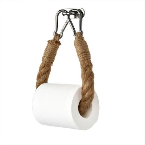 Toilettenpapierrollenhalter, 50 cm, braun, hygienisch, aus Hanfseil, zur Wandmontage, Badezimmeraccessoires (1/5)