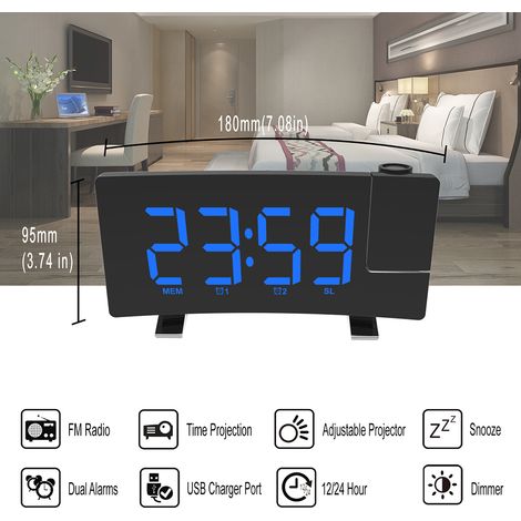 Alarme de radio FM de projection multifonctionnelle d'horloge avec le port de remplissage d'USB (1/5)