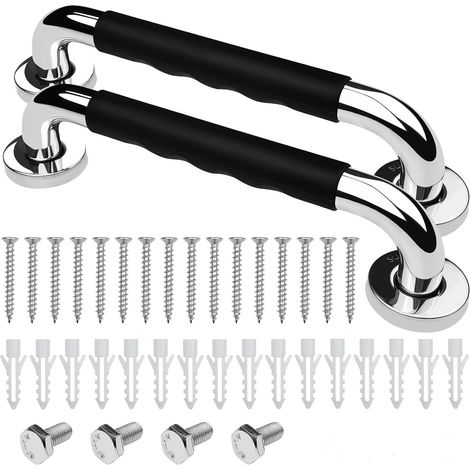 Barre d'Appui WC, 30cm Lot de 2 Antidérapante Barre d'Appui de Salle de Bain, Barres Douche Baignoire Main Courante Inoxydable Maintien Poignée Douche Âgées/Handicapées/Enfants/Enceinte (1/5)