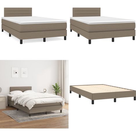 Sommier à lattes de lit avec matelas taupe 120x190 cm tissu - Lit Tapissier - Lit Double - Matelas Ressorts Ensachés - Literie - Chambre À Coucher - Home & Living