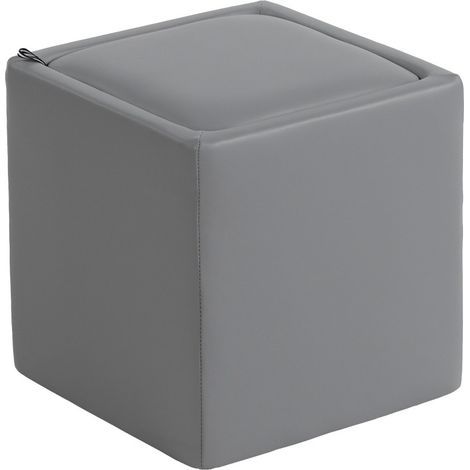 Pouf contenitore quadrato 40 x 40 x 40 cm grigio in ecopelle MODENUIT (1/5)