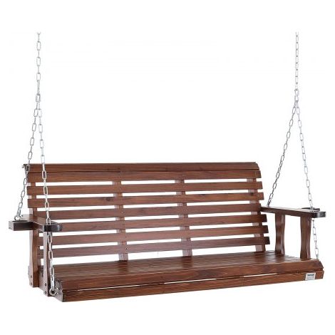 Hollywoodschaukel Zedernholz, 1702x710x600mm, Terrassenschaukel für Hof und Garten, verbesserte Tragkraft von ca. 400 kg, robuste Schaukelstuhlbank mit Aufhängeketten für den Außenbereich, braun (1/5)