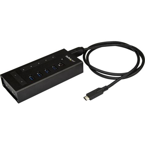 Startech.com hub usb c a 7 porte - usb type-c a 2x usb-c/5x usb-a - hub usb 3.0 in metallo industriale - superspeed usb 3.2 gen 1 (5gbps) - autoalimentato - ricarica veloce bc 1.2 - montabile - HB30C5 (1/4)