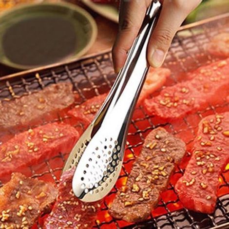 Grillzange aus Edelstahl für Küche, Buffet, Brot und Gebäck, hitzebeständig, ideal zum Backen und Grillen.