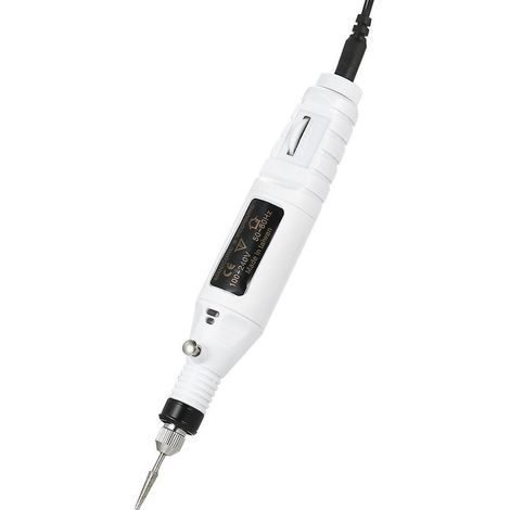 14-teiliges Mini-Elektrobohrer-Set (100–240 V), Drehzahlregelung, Gravierstift, Gravurset, US-Stecker, Weiß
